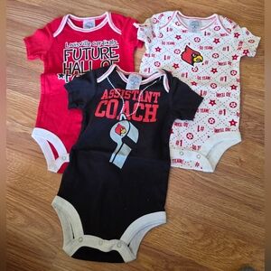 Louisvulle Cardinals Men's Basketball Bodysuits 3pc 6-9M New 100% Cotton NEW